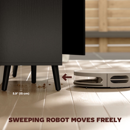 HOMCOM 47" Sideboard Buffet Cabinet with Storage, Modern Fluted Coffee Bar Cabinet with Adjustable Shelves and Wood Legs, Kitchen Credenza,