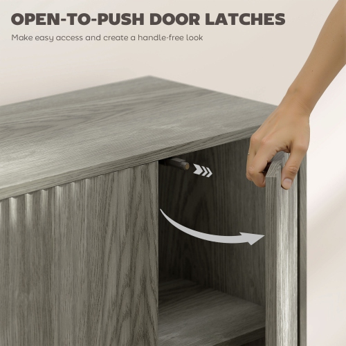 HOMCOM 47" Sideboard Buffet Cabinet with Storage, Modern Fluted Coffee Bar Cabinet with Adjustable Shelves and Wood Legs, Kitchen Credenza,