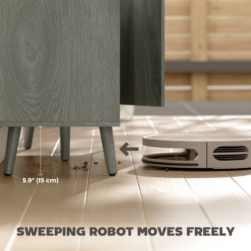 HOMCOM 47" Sideboard Buffet Cabinet with Storage, Modern Fluted Coffee Bar Cabinet with Adjustable Shelves and Wood Legs, Kitchen Credenza,