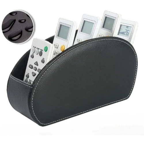 Black PU Storage Box 5 Compartment Organizer for Remote Control, Office Supplies & Cosmetics, Desktop Multifunctional Case
