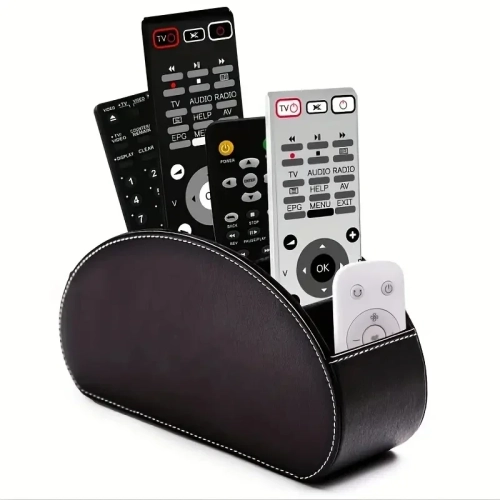 Black PU Storage Box 5 Compartment Organizer for Remote Control, Office Supplies & Cosmetics, Desktop Multifunctional Case