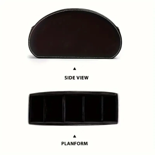 Black PU Storage Box 5 Compartment Organizer for Remote Control, Office Supplies & Cosmetics, Desktop Multifunctional Case