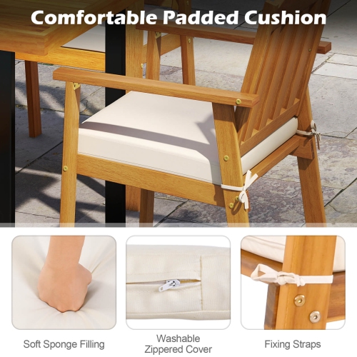 Chaises de salle à manger de patio 2/4 PCS de Costway avec coussin rembourré amovible, accoudoirs et dossier à lattes