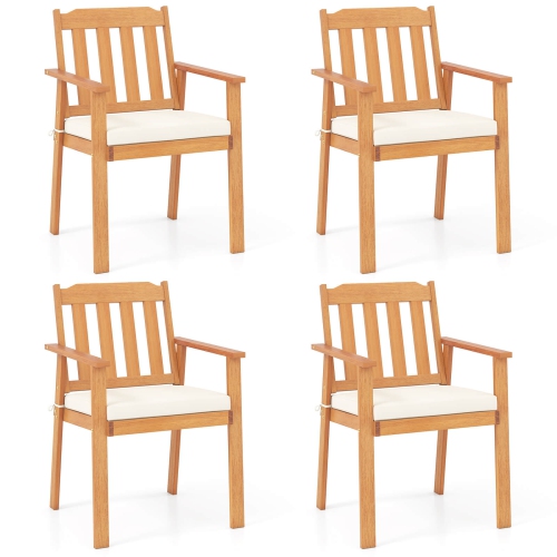 Costway 2/4 PCS Patio Dining Chairs with Removable Padded Cushion, Armrests Slatted Backrest