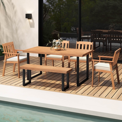 Costway 2/4 PCS Patio Dining Chairs with Removable Padded Cushion, Armrests Slatted Backrest