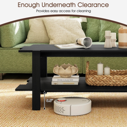 Costway 2-Tier Coffee Table Irregular Center Table with Open Storage Shelf Cocktail Table Walnut/Black/Brown/White