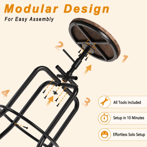 Homy Casa Set of 2 Adjustable Bar Stools with Swivel Seats and Ergonomic Backrest for Home Bars, Kitchen Counters and Dining Areas