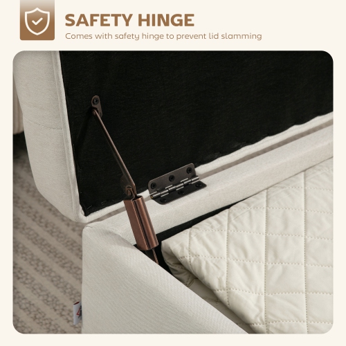 HOMCOM Storage Ottoman Bench, Foot Rest with Lift-Up Lid and Wood Legs, End of Bed Bench, Linen Storage Chest for Living Room, Bedroom, Entryway,