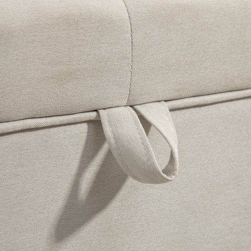 HOMCOM Storage Ottoman Bench, Foot Rest with Lift-Up Lid and Wood Legs, End of Bed Bench, Linen Storage Chest for Living Room, Bedroom, Entryway,