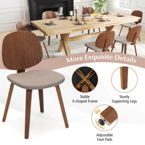 Costway Modern Dining Chair Set of 2/4 Chenille Kitchen Chair Armless Side Dinette Chairs