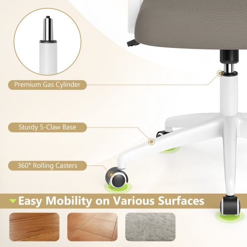 Costway Mesh Office Chair with Lumbar Support & Flip-up Arms Rolling Casters for Work Pink/Navy/Black/Gray/Green/Beige