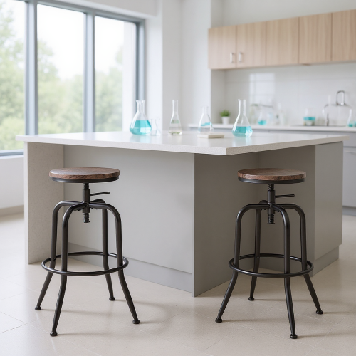 Homy Casa Set of 2 Lab High Bar Stools with Ergonomic Support and Adjustable Height for Laboratory Workstations, Research Benches and Science Labs