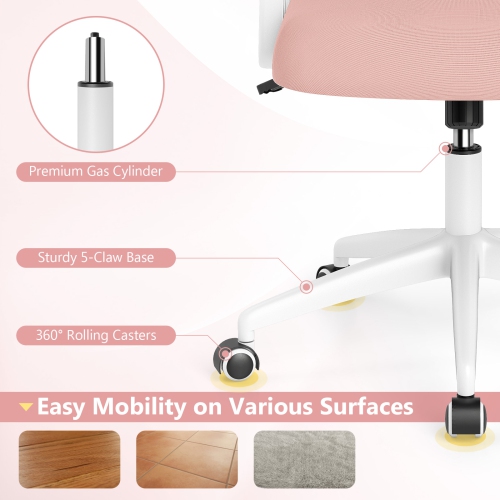 Costway Mesh Office Chair with Lumbar Support & Flip-up Arms Rolling Casters for Work Pink/Navy/Black/Gray/Green/Beige