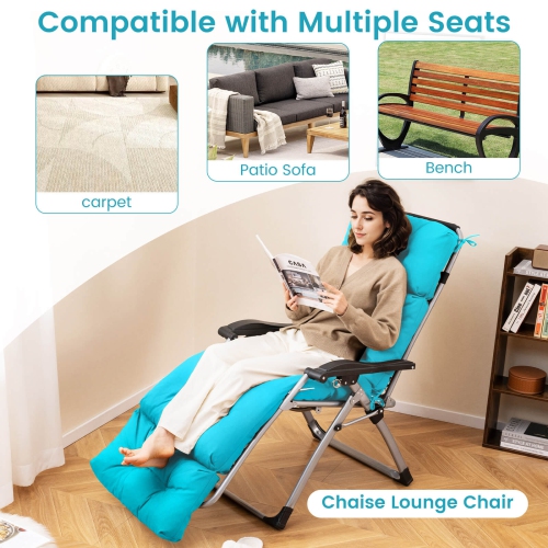 Costway 2 PCS 73" Lounge Chaise Cushion Padded Recliner Cushion Indoor Outdoor Black/Dark Orange/Gray/Orange/Brown/Beige