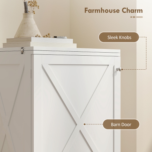 HOMCOM Folding Sewing Table, Rolling Craft Table with Magnetic Barn Door, 2 Bins, Storage Shelf, 18 Pegs, Lockable Wheels, Sewing Machine Cabinet for