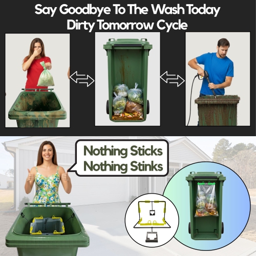 BagEZ Medium Garbage Can Bag Holder, 13x13 Inch, Fits 25–96 Gallon Bins, Compatible with 10–33 Gallon Liners, Prevents Waste Contact, for Bins with