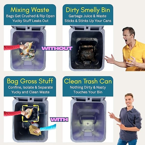 BagEZ Medium Garbage Can Bag Holder, 13x13 Inch, Fits 25–96 Gallon Bins, Compatible with 10–33 Gallon Liners, Prevents Waste Contact, for Bins with