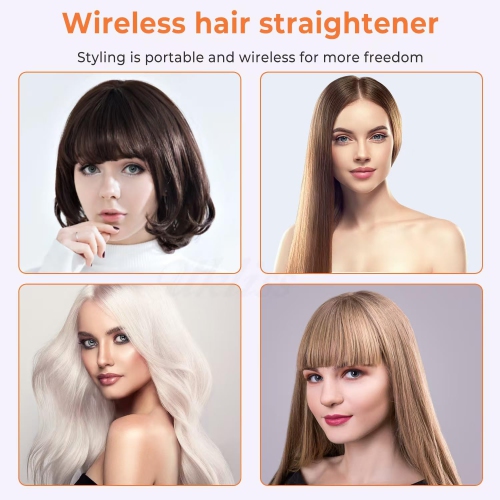 Portable Wireless Hair Straightener, Cordless Hair Straightener Brush Electric Hair Straightening Comb USB Rechargeable Portable Hair Brush