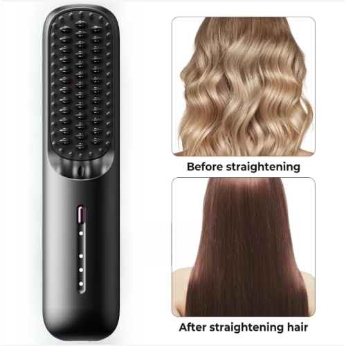 Portable Wireless Hair Straightener, Cordless Hair Straightener Brush Electric Hair Straightening Comb USB Rechargeable Portable Hair Brush