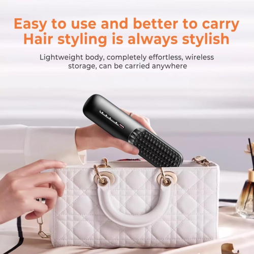 Portable Wireless Hair Straightener, Cordless Hair Straightener Brush Electric Hair Straightening Comb USB Rechargeable Portable Hair Brush