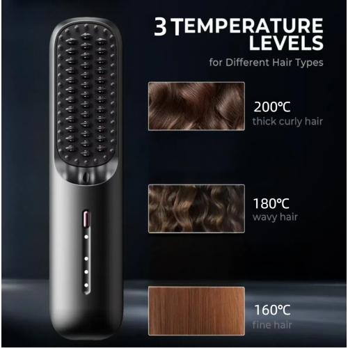 Portable Wireless Hair Straightener, Cordless Hair Straightener Brush Electric Hair Straightening Comb USB Rechargeable Portable Hair Brush