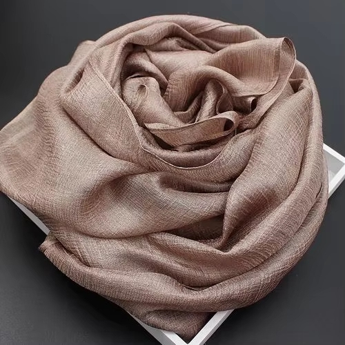 Satin Crepe Chiffon Fabric Women Scarf Pure Luster Color Dutch Linen Shawl Femme All-match Elegant Hijab Femme Soft Schal Mujer Breathable Bufanda