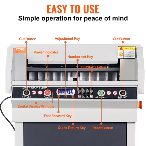 VEVOR 1.57 in/40 mm Electric Hydraulic Paper Cutter,Heavy Duty Paper Cutter Machine,Cutting Thickness, 18 in / 457.2 mm Cutting Width, Industrial