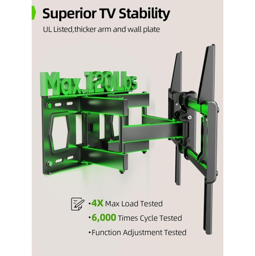 USX MOUNT TV Wall Mount for Most 37-86 inch TVs Hold up to 120lbs, Full Motion Swivel and Tilt, TV Mount with Dual Articulating Arms Extension Max