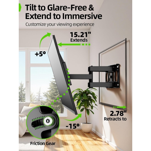 USX MOUNT TV Wall Mount for Most 37-86 inch TVs Hold up to 120lbs, Full Motion Swivel and Tilt, TV Mount with Dual Articulating Arms Extension Max