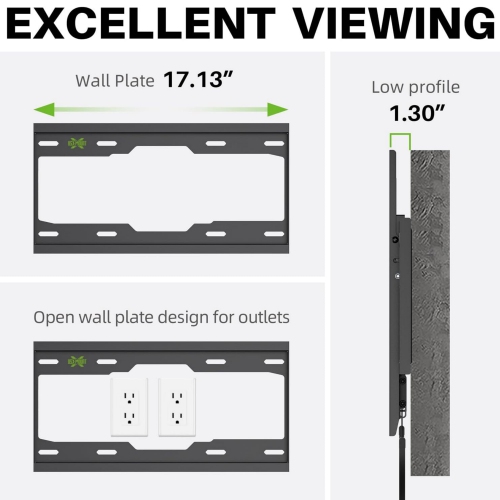 USX MOUNT Fixed TV Wall Mount with Low Profile for Most 26-60" Flat Screen TVs, Wall Mount TV Bracket with VESA Up to 400x400mm and 99lbs Loading, TV