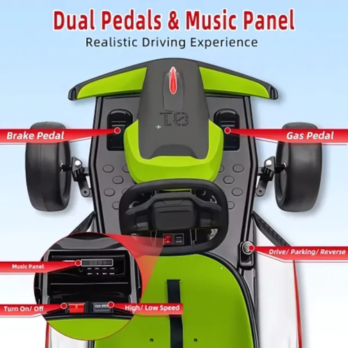 Kart de dérapage pour grands enfants 24 V Vortex Edition de KidsVIP avec dérapage à 180°, lumières et lecteur de musique