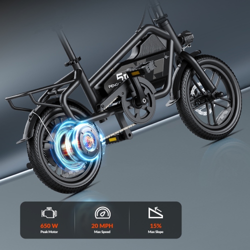 5E WHEEL 650 W Puissant vélo électrique pliable : Gamme 40 km, vitesse 32 km/H, freins à double disque et éclairage intégré pour