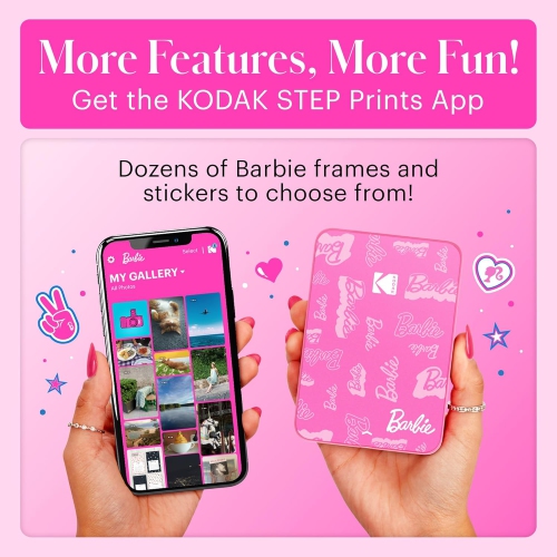 KODAK Barbie x Step Slim Wireless Instant Portable Photo Mobile Printer – Full Color Prints in Zink 2x3” Sticky-Backed Photos from iOS & Android