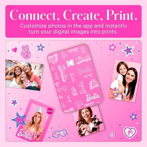 KODAK Barbie x Step Slim Wireless Instant Portable Photo Mobile Printer – Full Color Prints in Zink 2x3” Sticky-Backed Photos from iOS & Android