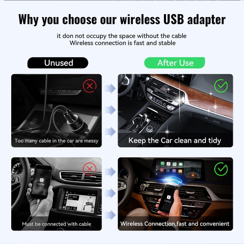 CarPlay wireless converter box 2-in-1 5G WiFi automatic connection supports original car control plug-and-play mini adapter