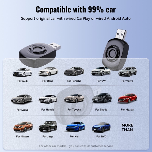 CarPlay wireless converter box 2-in-1 5G WiFi automatic connection supports original car control plug-and-play mini adapter