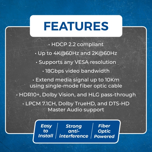 OREI 4K@60Hz HDMI™ Extender - 10km (UHD-FOHD10-K)