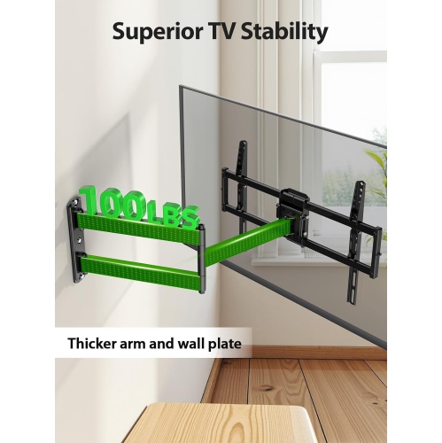 USX MOUNT Full Motion Long Arm TV Wall Mount for Most 37-80 Inch TVs up to 100 Lbs, Smooth Motion Swivel and Tilt TV Bracket, 32.05 Inch Extension,