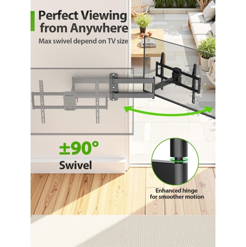 USX MOUNT Full Motion Long Arm TV Wall Mount for Most 37-80 Inch TVs up to 100 Lbs, Smooth Motion Swivel and Tilt TV Bracket, 32.05 Inch Extension,