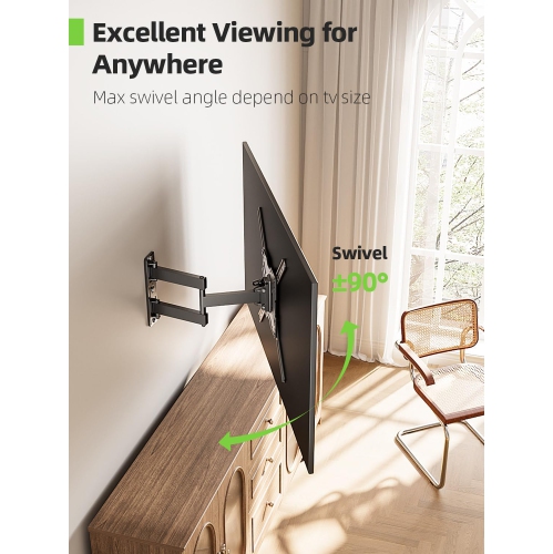 USX MOUNT Full Motion TV Wall Mount for Most 26-60 inch TV, Universal TV Mount Bracket Tilt Swivel Articulating Support TV up to 77 lbs, Max VESA
