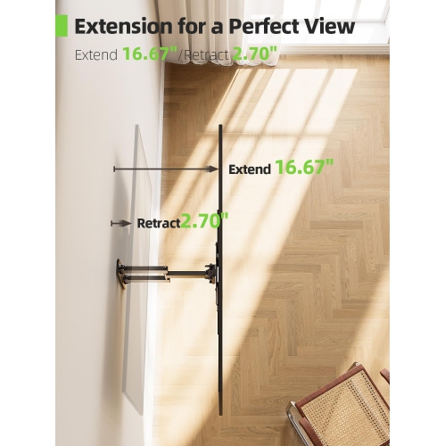 USX MOUNT Full Motion TV Wall Mount for Most 26-60 inch TV, Universal TV Mount Bracket Tilt Swivel Articulating Support TV up to 77 lbs, Max VESA