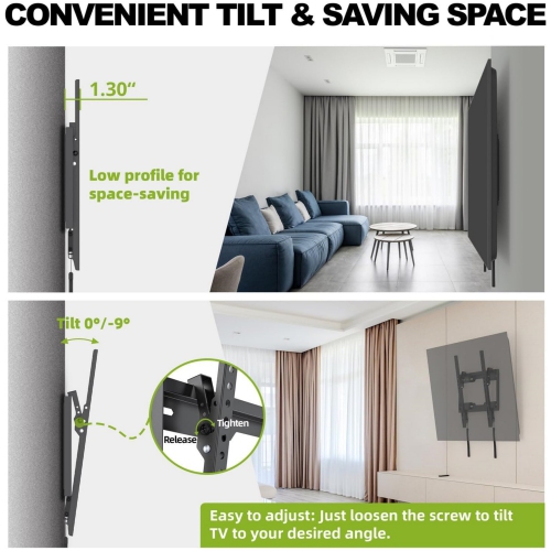 USX MOUNT Tilting TV Wall Mount Low Profile for Most 26-60" LED, LCD, OLED, Plasma Flat Screen TVs, with Max VESA 400x400mm up to 99lbs, Wall Mount