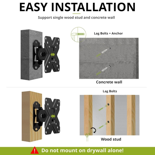 USX MOUNT TV Wall Mount Monitor Mount Bracket with Adjustable Tilt Swivel for 10inch to 26inch LED LCD OLED TVs and Monitors - VESA Size Up to