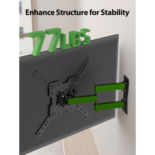 USX MOUNT Full Motion TV Wall Mount for 26-55 Inch TVs up to 77 Lbs, Articulating TV Mount with Perfect Center Design, Single Stud Wall Mount TV