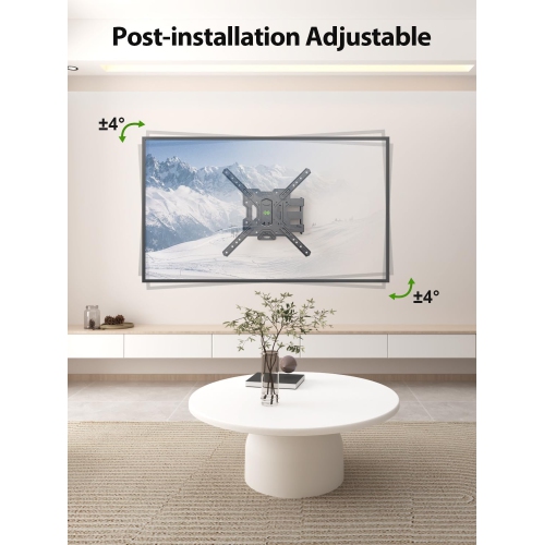 USX MOUNT Full Motion TV Wall Mount for 26-55 Inch TVs up to 77 Lbs, Articulating TV Mount with Perfect Center Design, Single Stud Wall Mount TV