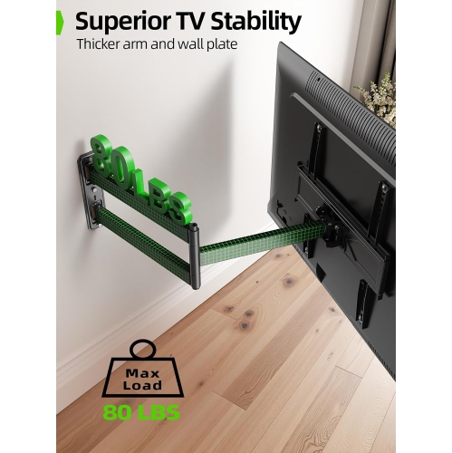 USX MOUNT Full Motion Long Arm TV Wall Mount for Most 32-70 Inch TVs up to 80 Lbs, TV Wall Bracket with Smooth Motion Swivel Tilt, 31.22" Extension,