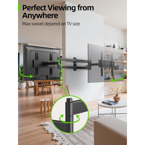 USX MOUNT Full Motion Long Arm TV Wall Mount for Most 32-70 Inch TVs up to 80 Lbs, TV Wall Bracket with Smooth Motion Swivel Tilt, 31.22" Extension,