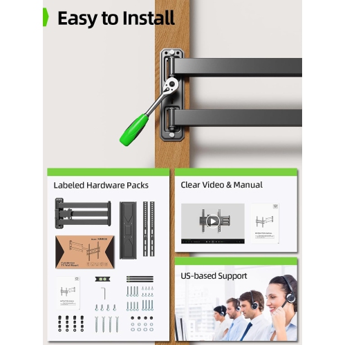 USX MOUNT Full Motion Long Arm TV Wall Mount for Most 32-70 Inch TVs up to 80 Lbs, TV Wall Bracket with Smooth Motion Swivel Tilt, 31.22" Extension,