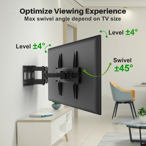 USX MOUNT Full Motion TV Wall Mount for 32-65 Inch TVs up to 99 Lbs, Wall Mount TV Bracket Smooth Swivel Extension, Articulating TV Mount Fit 12" 16"