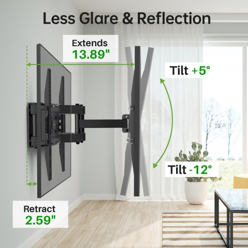 USX MOUNT Full Motion TV Wall Mount for 32-65 Inch TVs up to 99 Lbs, Wall Mount TV Bracket Smooth Swivel Extension, Articulating TV Mount Fit 12" 16"